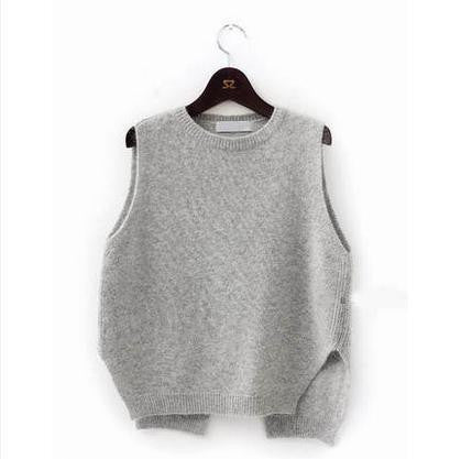 Online discount shop Australia - Loose big yards female hedging sweater vest sweater vest round neck wool vest waistcoat jacket