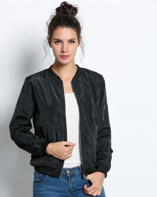 Black thin bomber outlet jacket womens