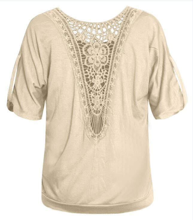 T Shirt Fashion Women Loose tops Ladies Lace Top t-shirt Casual t-shirt Tops plus size