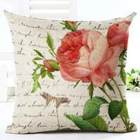 Vintage Flowers Cotton Linen Cushion Cover Decorative Pillowcase Chair Seat and Waist Square 45x45cm Pillow Cover Home Living