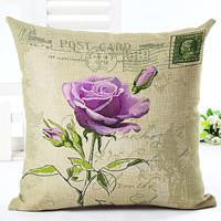 Vintage Flowers Cotton Linen Cushion Cover Decorative Pillowcase Chair Seat and Waist Square 45x45cm Pillow Cover Home Living
