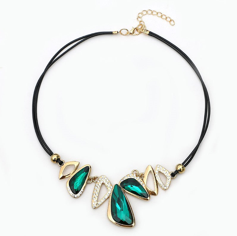 Online discount shop Australia - Lemon Value Statement Maxi Choker Vintage Charms Collar Gem Crystal Pendants Leather Rope Necklaces Women Jewelry Collier A469