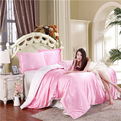 Online discount shop Australia - New arrive imetated silk bedding set home textile bed linen set clothing of bed bedcloth soft silky bedding full queen king size