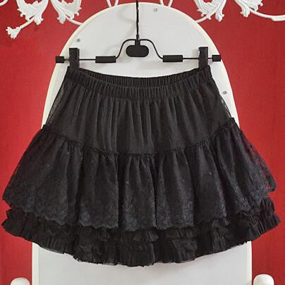 Women Skirts Girls Ruffle Lace skirts Lolita Japanese Cute skirts Female Dobby Skirts