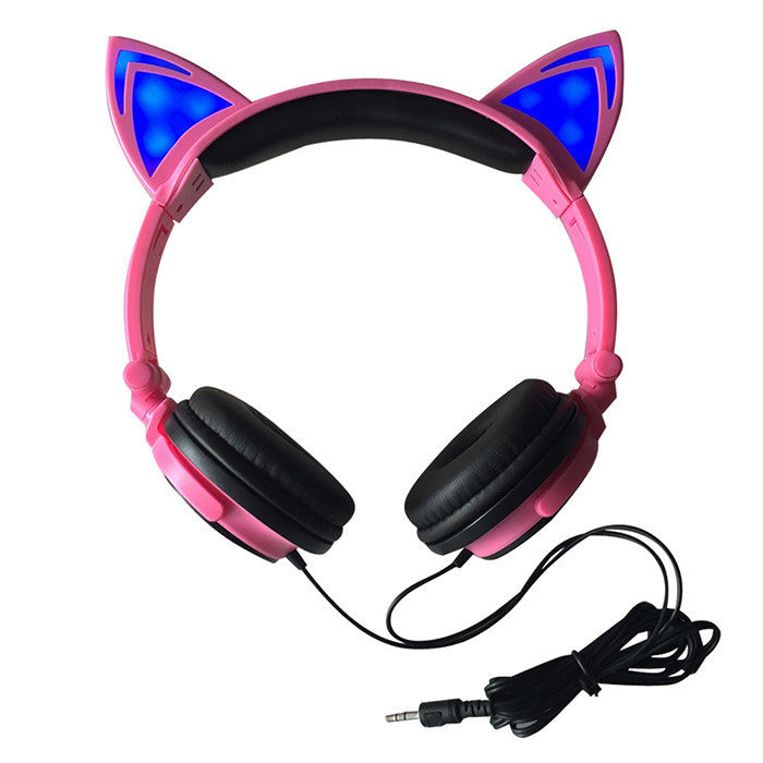 Online discount shop Australia - Foldable Flashing Glowing cat ear headphones Gaming Headset Earphone with LED light For PC Laptop Computer Mobile Phone