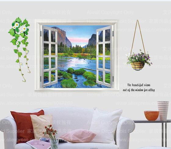 Online discount shop Australia - 9 Styles 3020 Removable Beach Sea 3D Window Scenery Wall Sticker home Decor Decals Mural Decal Exotic Beach View
