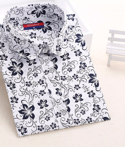 Cotton Women Vintage Shirts Turn Down Collar Shirt Long Sleeve Blouses Floral Women Tops