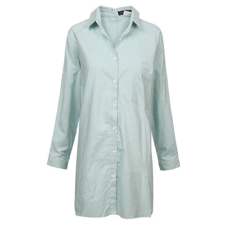 Online discount shop Australia - Leisure Long Sleeve Cotton Linen Shirts Women Casual Loose Solid Button Blouse Tops  US Plus Size 4-24