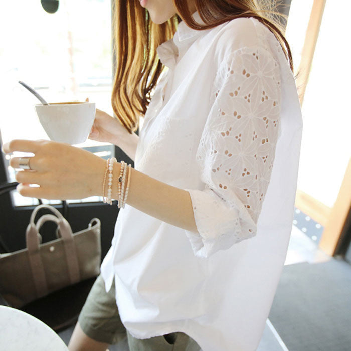 Online discount shop Australia - Fashion Casual Women Blouses Women Shirts Female Lace Blouse Ladies Top