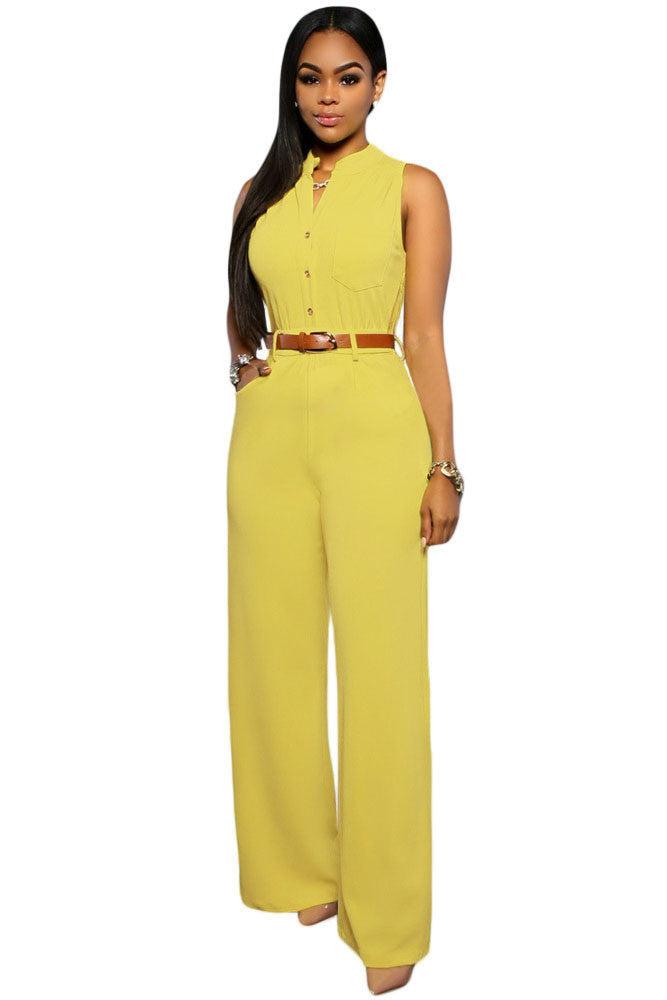 Jumpsuit Long Pants Women Rompers Sleeveless 2XL V-neck Belt Solid Night Club Elegant Slim Jumpsuits Overalls