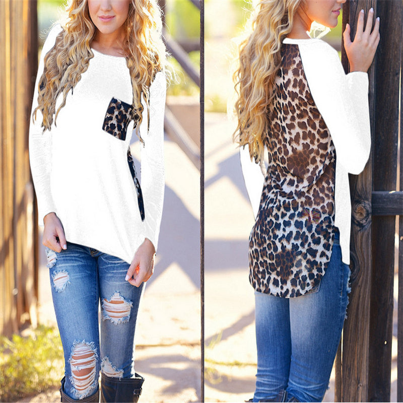 Online discount shop Australia - Fashion Women Girl Trendy Popular 3 Colors S-XXL Long Sleeve Blouse Leopard Tops Shirt Plus Size