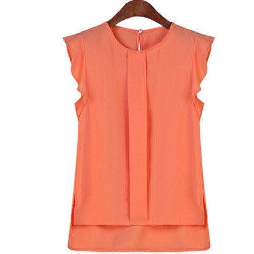 Online discount shop Australia - Fashion O neck Office Women's Casual Loose Plus Size Sleeveless Chiffon Vest Tank T Shirt Tops