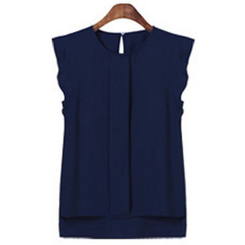 Online discount shop Australia - Fashion O neck Office Women's Casual Loose Plus Size Sleeveless Chiffon Vest Tank T Shirt Tops