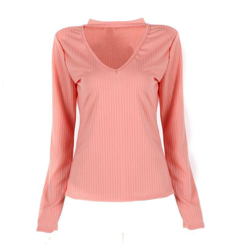 Online discount shop Australia - Fashion sexy Women Elegant halter knitted sweater Elastic Sweater pullover women Slim v neck knitting jumper casual tops