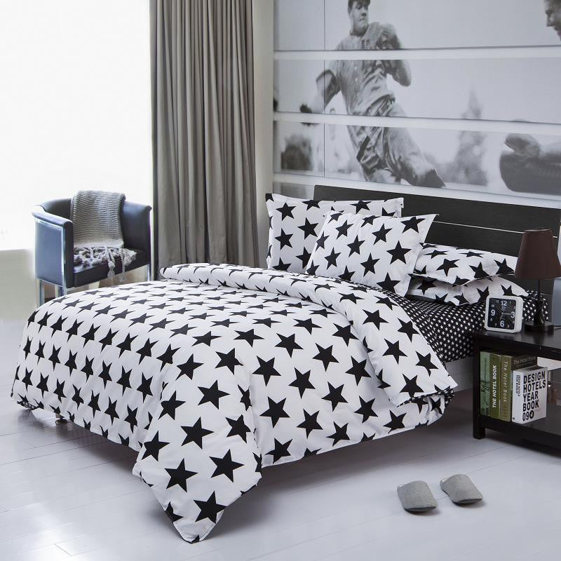 Online discount shop Australia - Bedding Set Twin/Full/Queen Size Duvet Cover Set Classic Black and White Bed Sheet Sets Home Textile