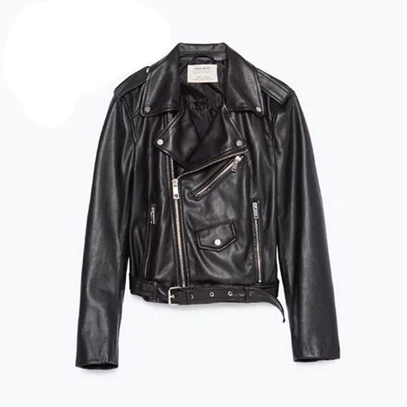 Spring Motorcycle Leather Jakcet Women Turn-down Collar Slim Jacket Coat For Women Girl jaqueta de couro
