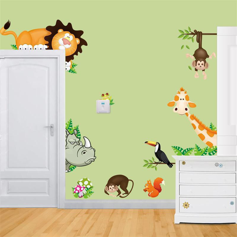 Online discount shop Australia - Cute Animal Live in Your Home DIY Wall Stickers/ Home Decor Jungle Forest Theme Wallpaper/Gifts for Kids Room Decor Sticker