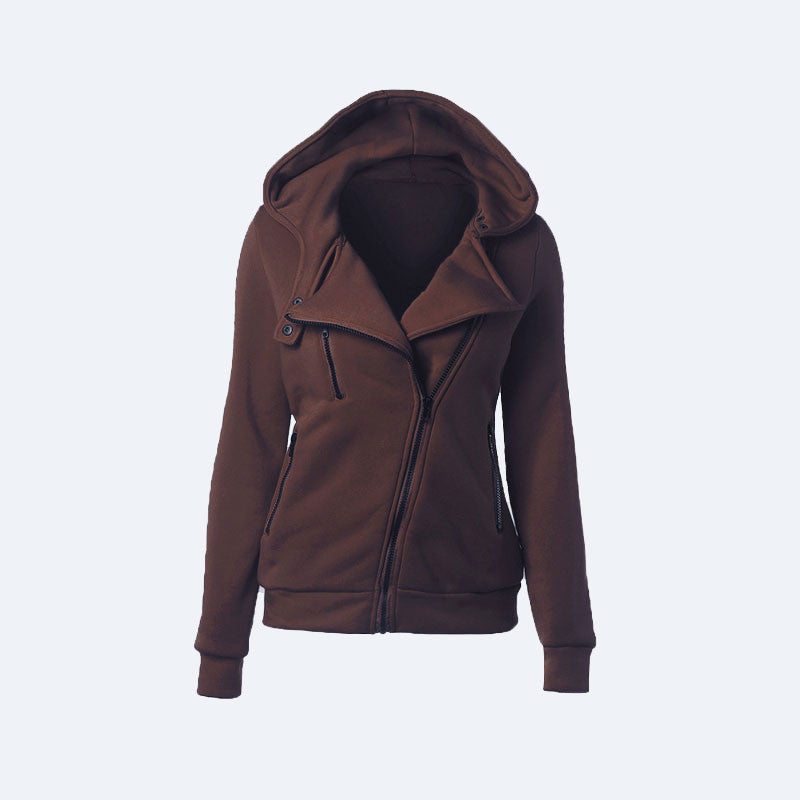 Online discount shop Australia - Flocking Bomber Jacket Women Solid Basic Hooded Cotton Coats Asymmetric Zippers Black Jacket Coats Z28