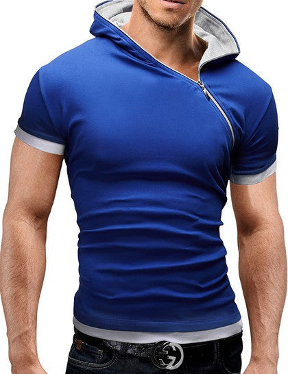 Men's Tops Tees Cotton O Neck Short Sleeve T Shirt Men Fashion Solid Hooded Slim T Shirts Mens