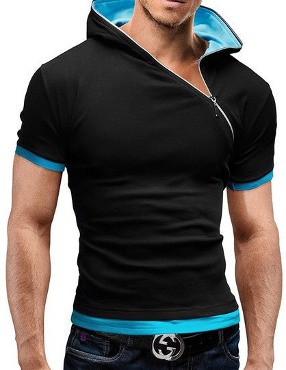 Men's Tops Tees Cotton O Neck Short Sleeve T Shirt Men Fashion Solid Hooded Slim T Shirts Mens