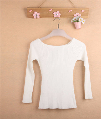 and Women Basic Pullover Sweaters female slit neckline Strapless Sweater thickening sweater top thread slim