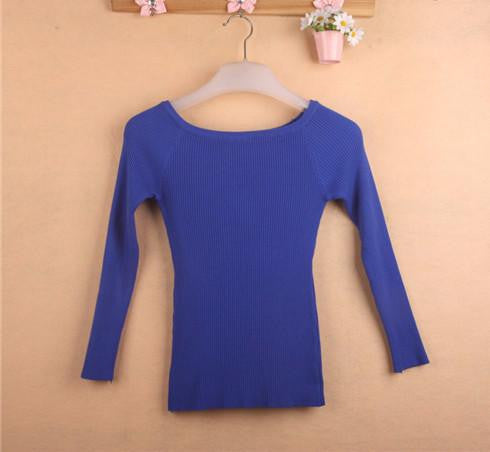 and Women Basic Pullover Sweaters female slit neckline Strapless Sweater thickening sweater top thread slim