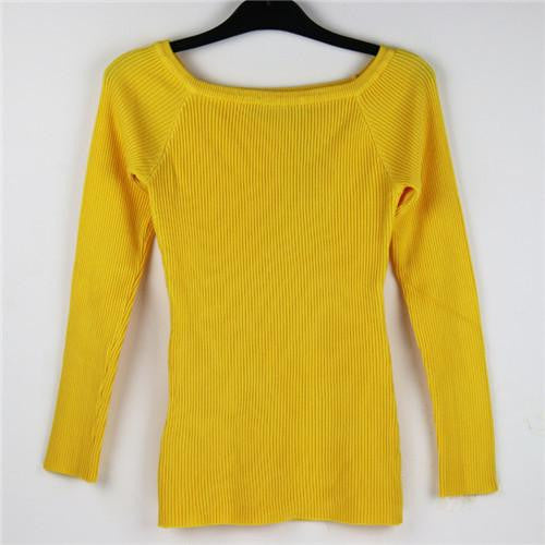 and Women Basic Pullover Sweaters female slit neckline Strapless Sweater thickening sweater top thread slim