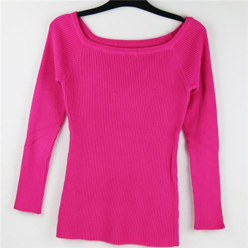 and Women Basic Pullover Sweaters female slit neckline Strapless Sweater thickening sweater top thread slim