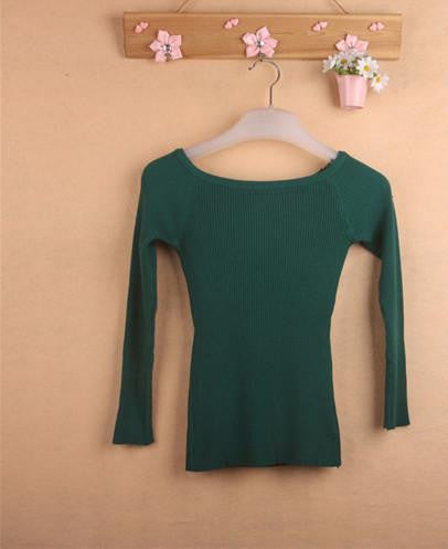 and Women Basic Pullover Sweaters female slit neckline Strapless Sweater thickening sweater top thread slim