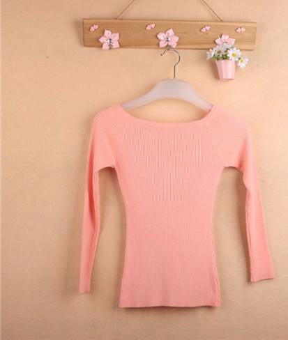 and Women Basic Pullover Sweaters female slit neckline Strapless Sweater thickening sweater top thread slim