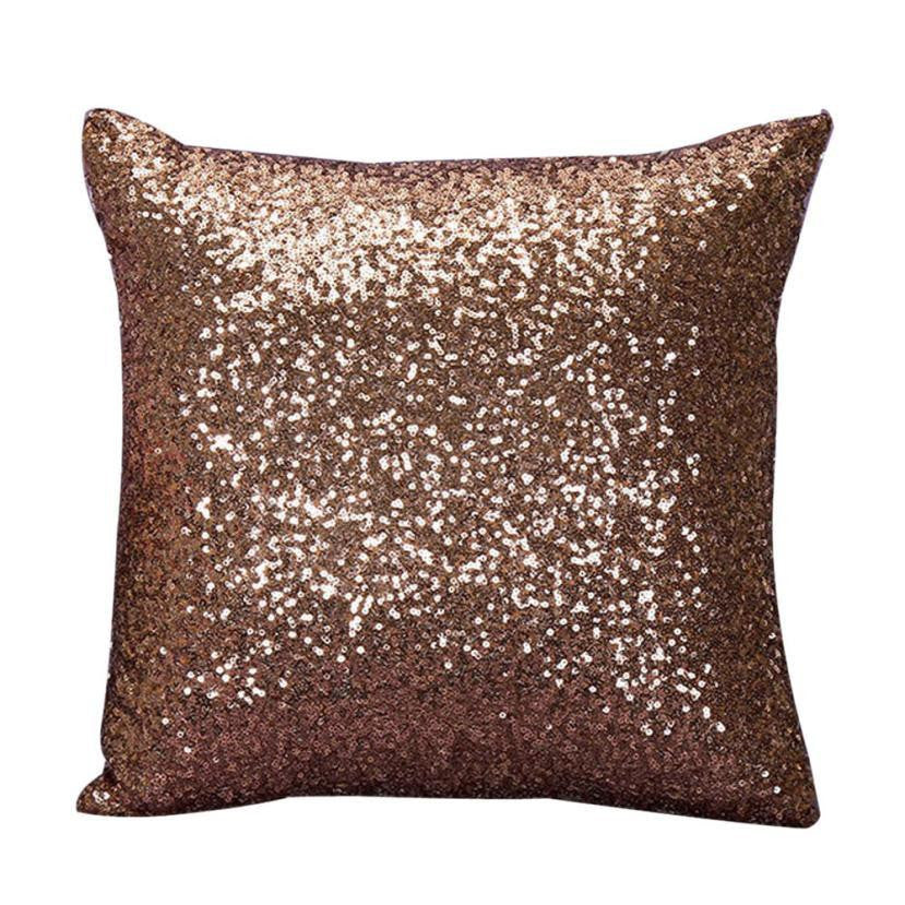 Super Deal Solid Color Glitter Sequins Throw Pillow Case Cafe Home Covers coussin throw pillow XT