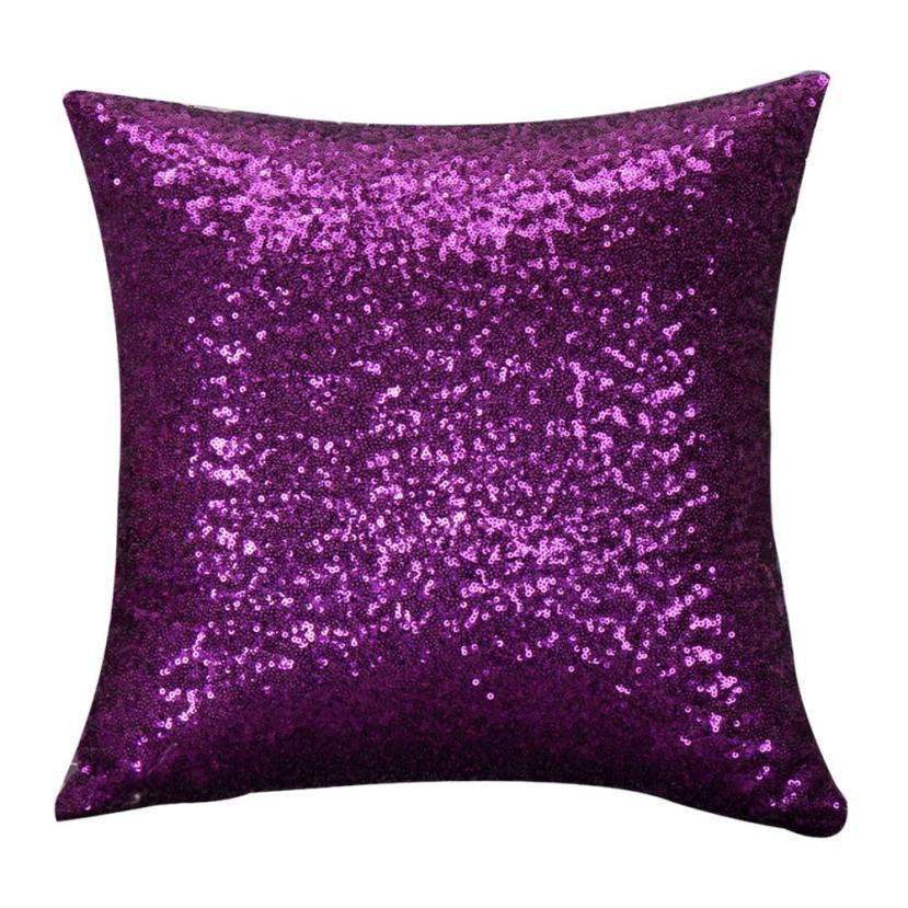 Super Deal Solid Color Glitter Sequins Throw Pillow Case Cafe Home Covers coussin throw pillow XT