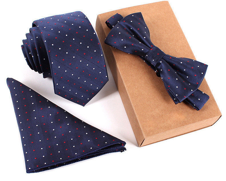 Online discount shop Australia - 3 PCS Slim Tie Set Men Bow Tie and Handkerchief Bowtie Necktie Cravate