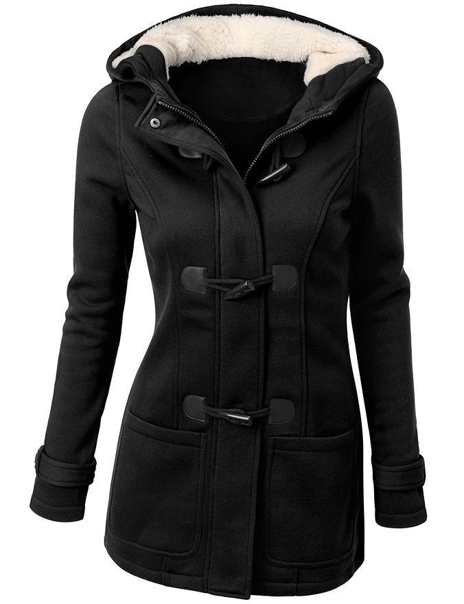 Online discount shop Australia - Coat Women New Fashion Women Wool Blends Slim Hooded Collar Zipper Horn Button Long Coats Outerwear special button