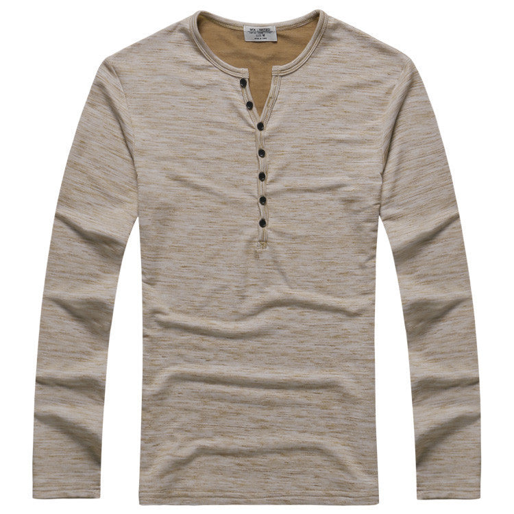 Men Henley Shirt Tee Tops Long Sleeve Stylish Slim Fit T-shirt Button placket Casual men Outwears Popular Design