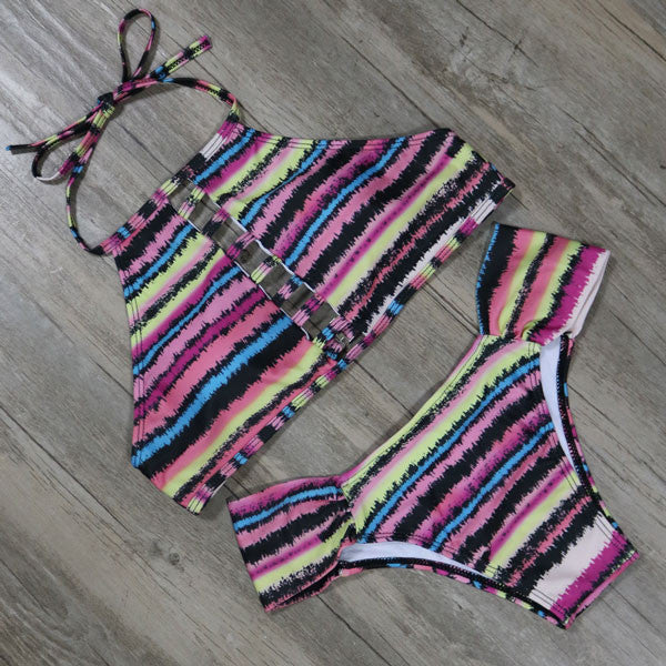 Online discount shop Australia - High Neck Swimsuit Brazilian Bikini Sexy Bandage Bikinis Swimwear Women Biquini Bathing Suit Bikini Set