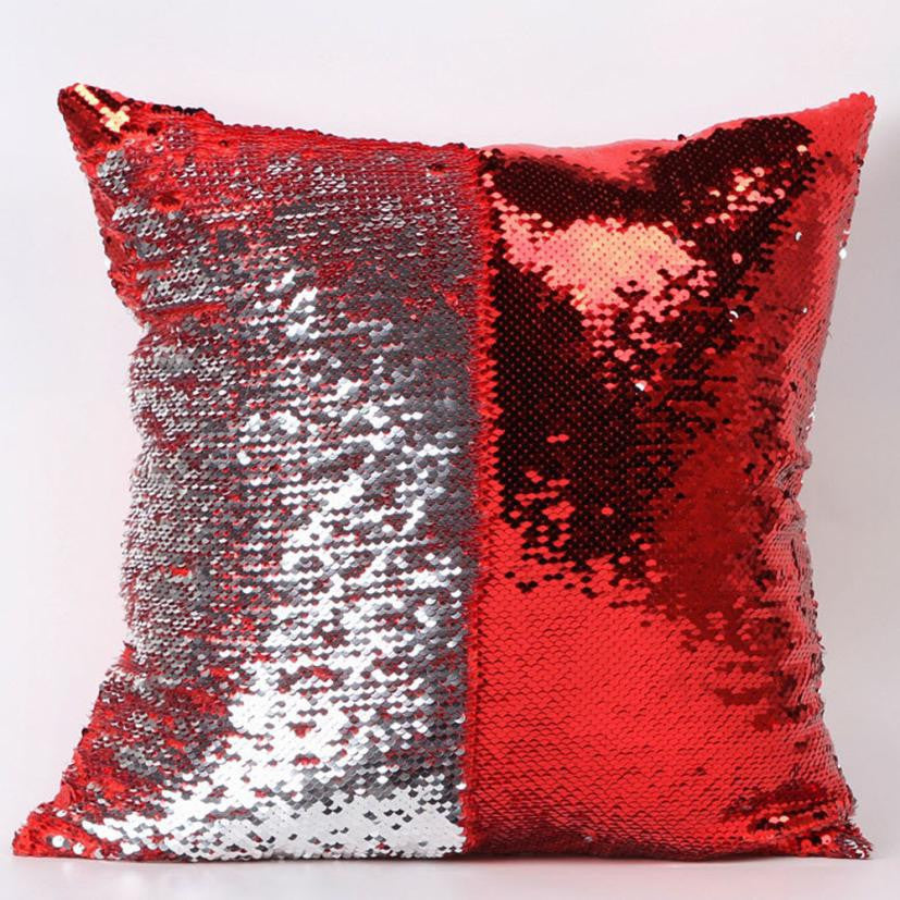 Qualified Cushion Cover 8 Kinds Double Color Glitter Sequins Throw Pillow Case Cafe Home Decor