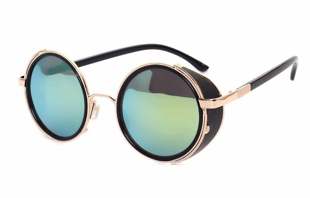 Steampunk Sunglasses Women Round Glasses Goggles Men Side Visor Circle Lens Unisex Vintage Retro Style Punk