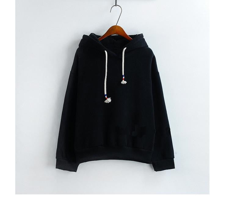 Women Hoodies Sweatshirts Long Sleeved Thick Casual All-match Solid Leisure Hooded Hoodie Loose Tops