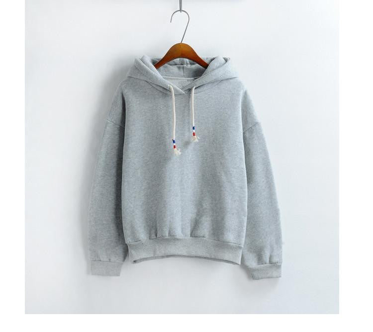 Women Hoodies Sweatshirts Long Sleeved Thick Casual All-match Solid Leisure Hooded Hoodie Loose Tops