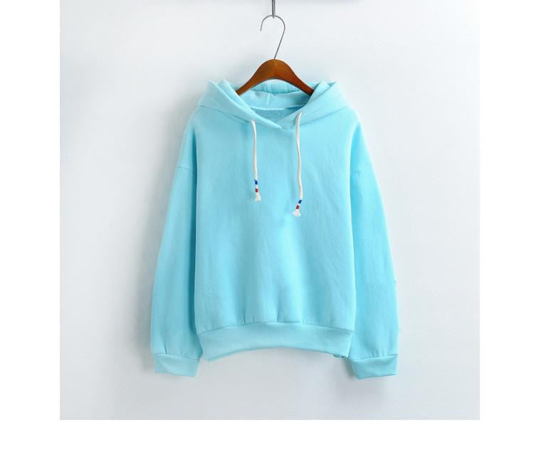 Women Hoodies Sweatshirts Long Sleeved Thick Casual All-match Solid Leisure Hooded Hoodie Loose Tops