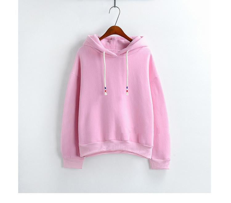 Women Hoodies Sweatshirts Long Sleeved Thick Casual All-match Solid Leisure Hooded Hoodie Loose Tops