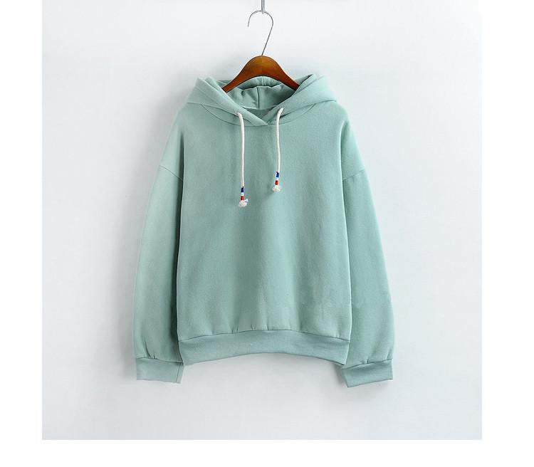 Women Hoodies Sweatshirts Long Sleeved Thick Casual All-match Solid Leisure Hooded Hoodie Loose Tops