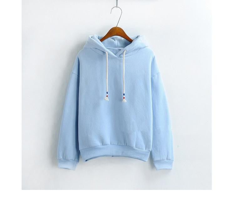 Women Hoodies Sweatshirts Long Sleeved Thick Casual All-match Solid Leisure Hooded Hoodie Loose Tops