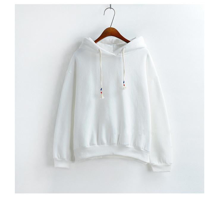 Women Hoodies Sweatshirts Long Sleeved Thick Casual All-match Solid Leisure Hooded Hoodie Loose Tops