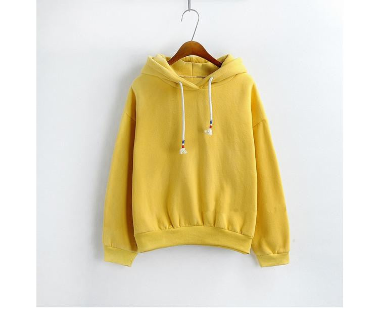 Women Hoodies Sweatshirts Long Sleeved Thick Casual All-match Solid Leisure Hooded Hoodie Loose Tops