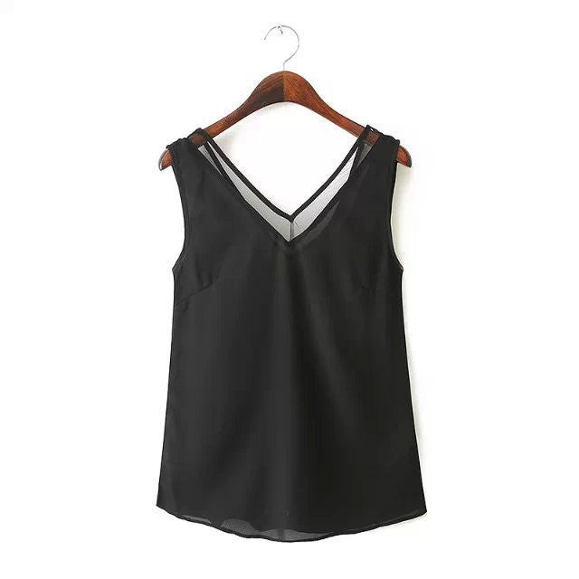 Online discount shop Australia - Chiffon Vest New Fashion Women Blouses Sleeveless Tops Female Casual Clothing Ladies V Collar Shirts Tanks Body Lace