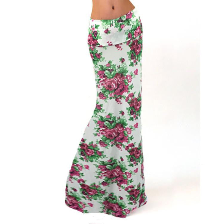 Women Long Flower Skirt Faldas Largas Knit Pencil Skirts Womens Jupe Longue Bohemian Long Skirt