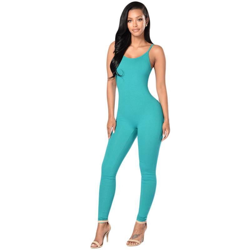 Women Bodycon Jumpsuit Playsuit Full Length Bodysuit Club Womens Jumpsuit Tight Straps Blackless Sportsuit Elegant Rompers