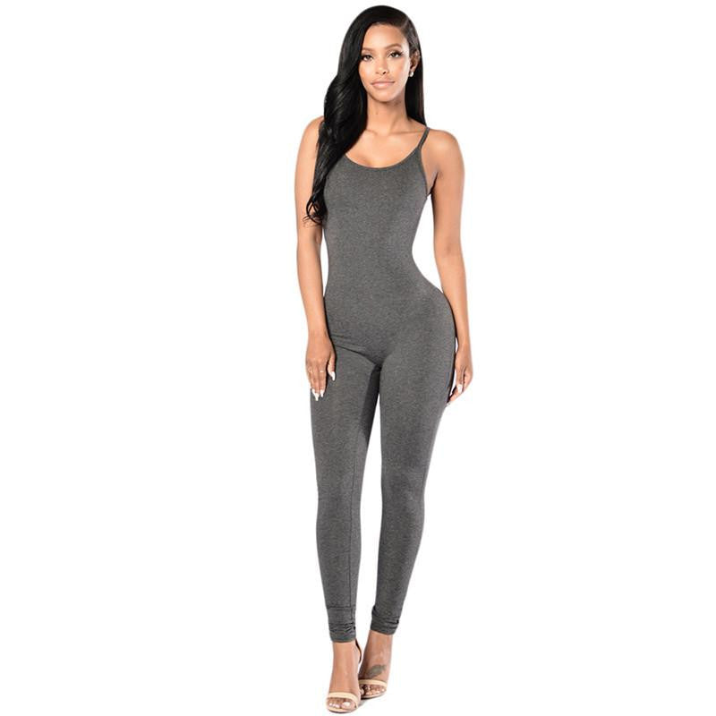 Women Bodycon Jumpsuit Playsuit Full Length Bodysuit Club Womens Jumpsuit Tight Straps Blackless Sportsuit Elegant Rompers